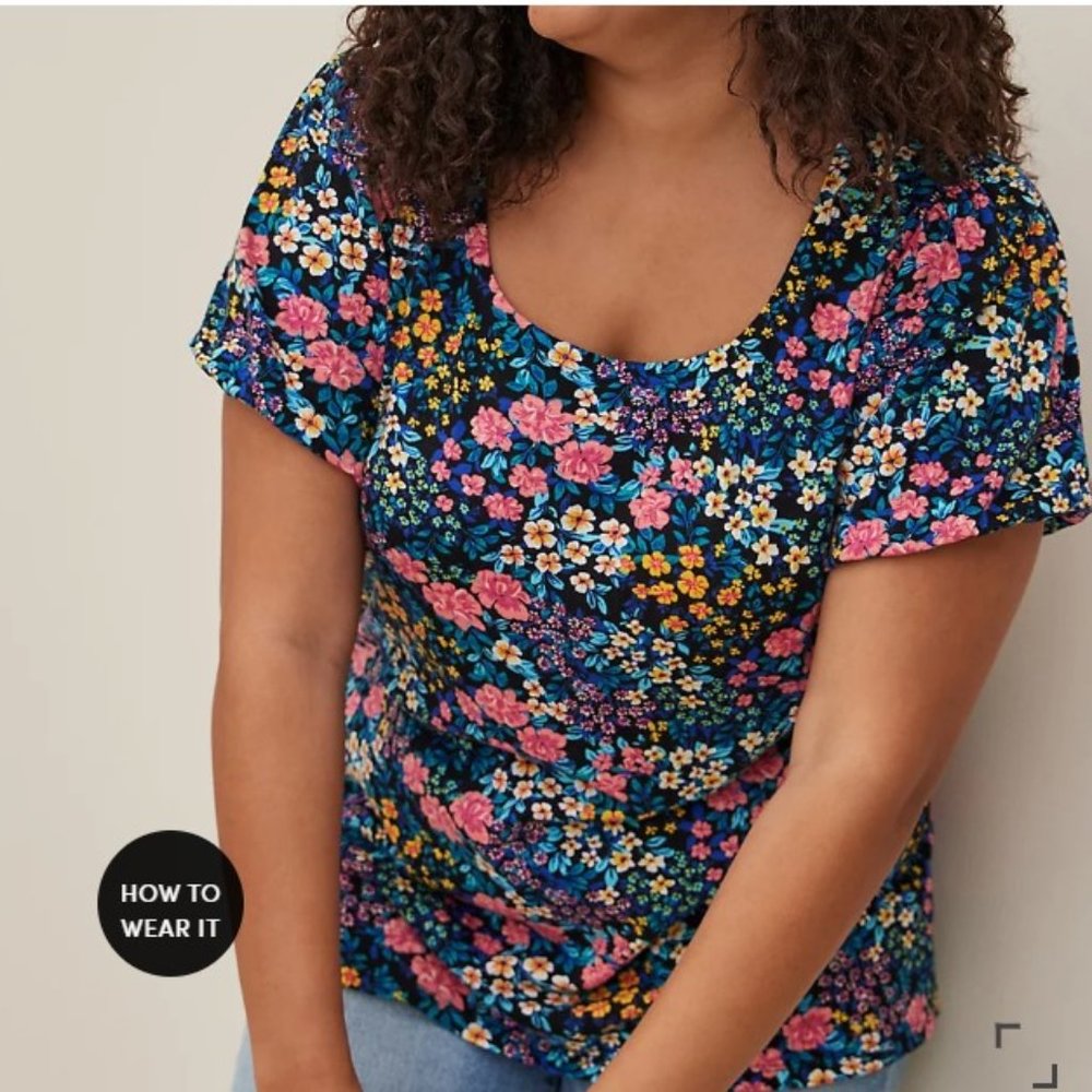 TORRID Floral Puff Sleeve Tee